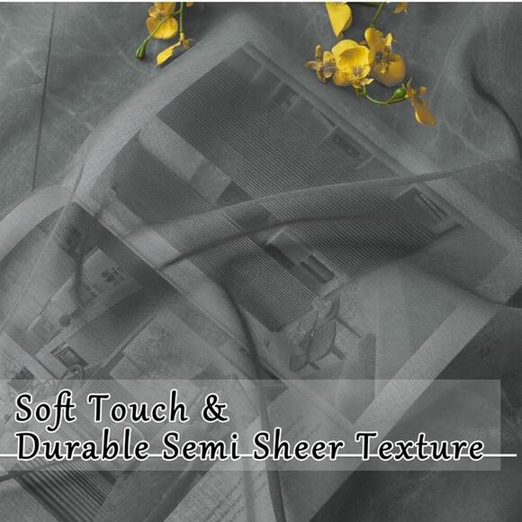 14ft Extra Long Sheer Voile Grommet Curtains, Light Filtering High Ceiling - Picture 3 of 5